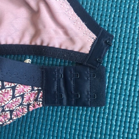 Lise Charmel Antigel Pink Purple Floral Navy Blue Lace Trim Bra 38D - Picture 8 of 12